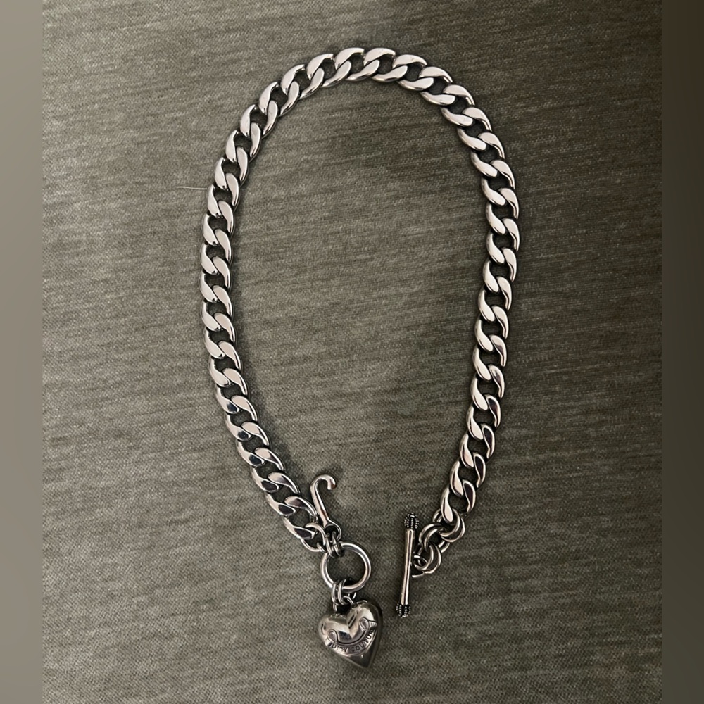 Vintage Silver Juicy Couture Heart Chain Necklace